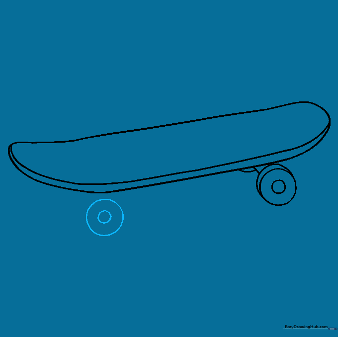 A second wheel added to the skateboard assembly.