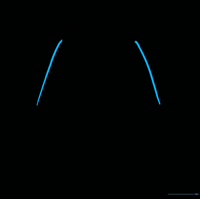 Two curved lines extending downward from the waistband to create the skirt's shape.