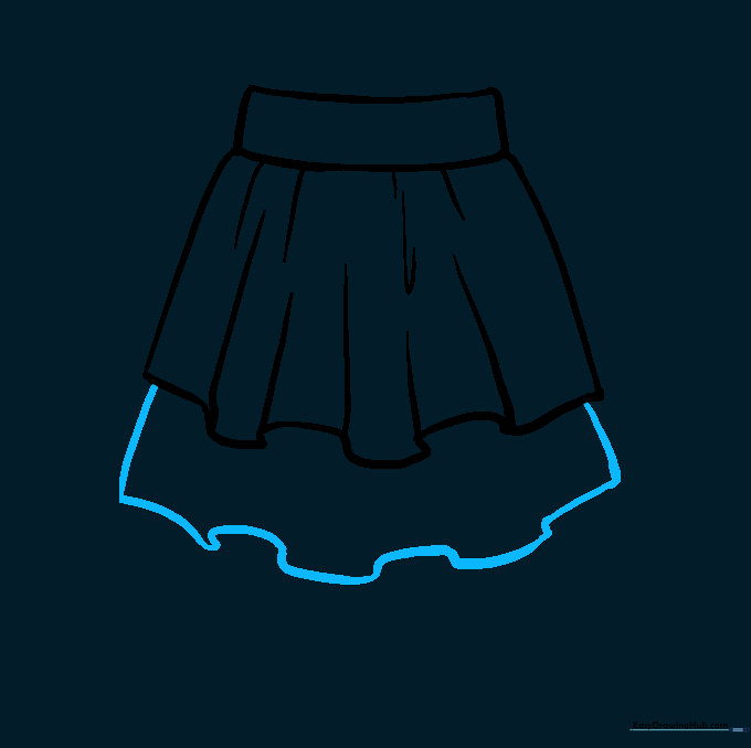 A second, lower tier added to the skirt design with a wavy hemline.