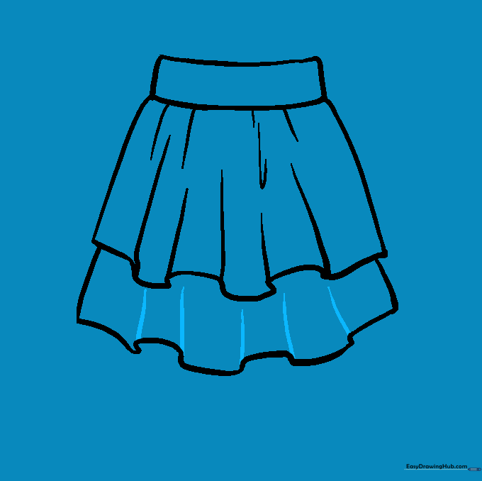 Additional crease lines added to the second tier of the skirt.
