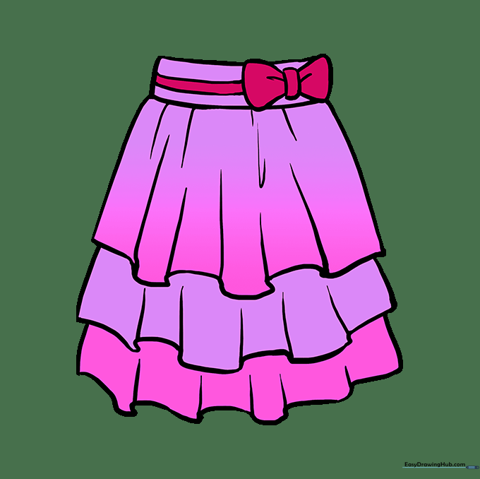 A fully colored and detailed skirt drawing.
