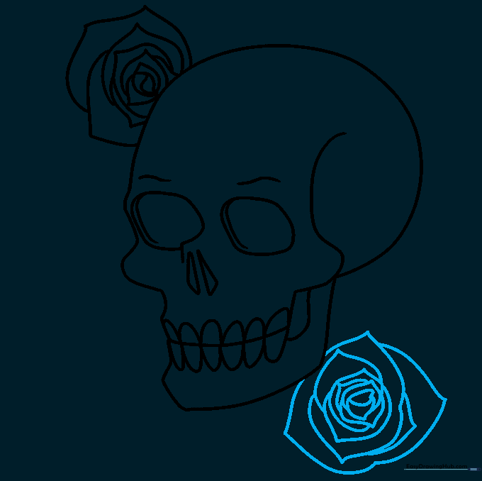 Adding a second rose to the composition using the same petal-drawing technique.