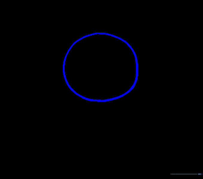 A light pencil sketch of a circle representing the top of a skull.