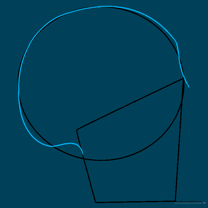 Adding a curved contour line to the top of the skull guide to form the braincase.