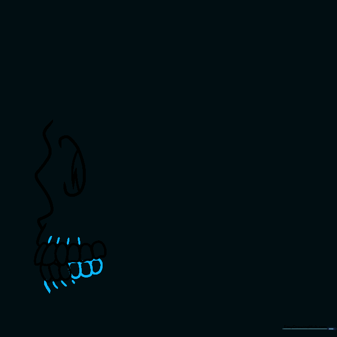 Refining the teeth and jaw connection with curved base lines.