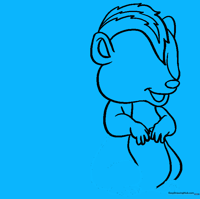 Adding the legs and feet to the skunk's body.