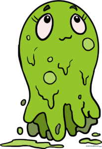 A colorful, finished slime character drawing, perfect for kids to use as a reference.