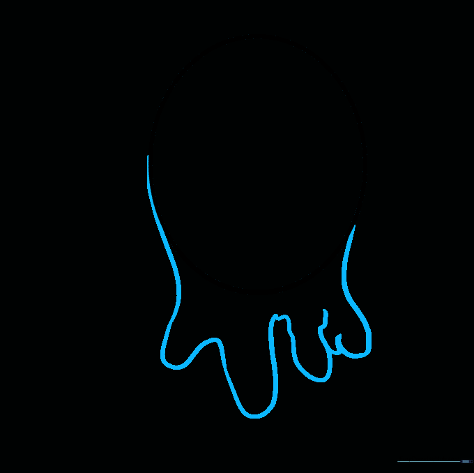 The oval shape now has a wavy, dripping bottom edge created by connected U-shaped lines.
