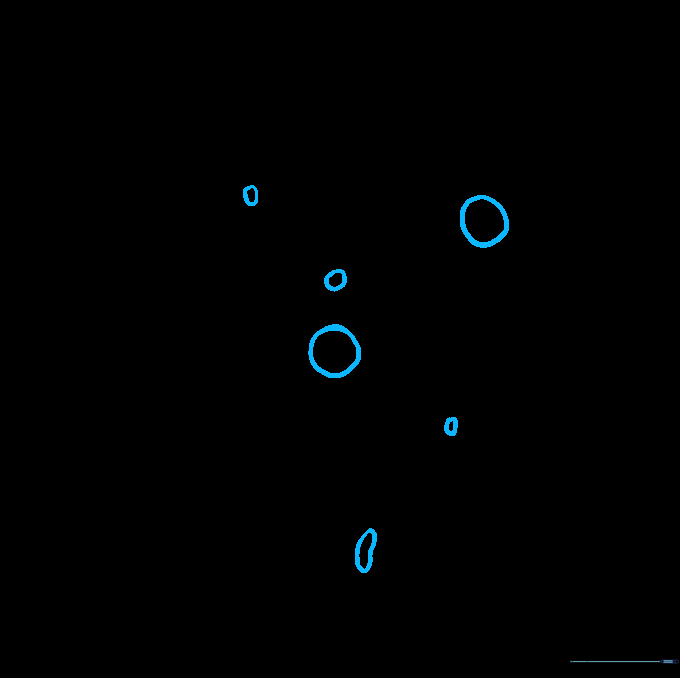 Small circles and blobs drawn on the slime to simulate air bubbles within the liquid.