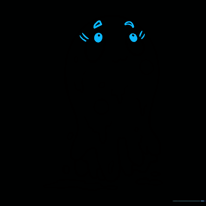 Detailed eyes with pupils, eyelashes, and eyebrows added to the slime character.