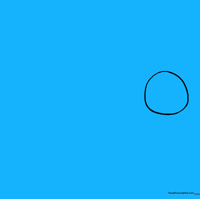 A curved line extending from the head to form the rounded body of a sloth.