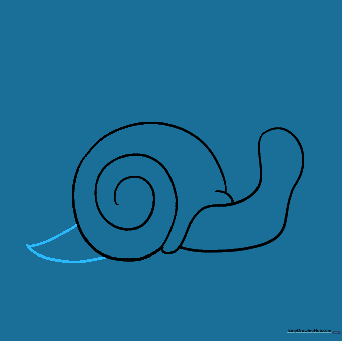 The snail drawing now includes a small pointed tail at the base of the shell.