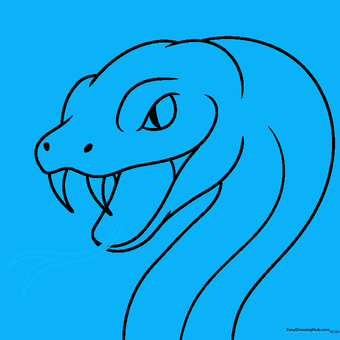 Sketching a forked, Y-shaped tongue extending from the snake's mouth.