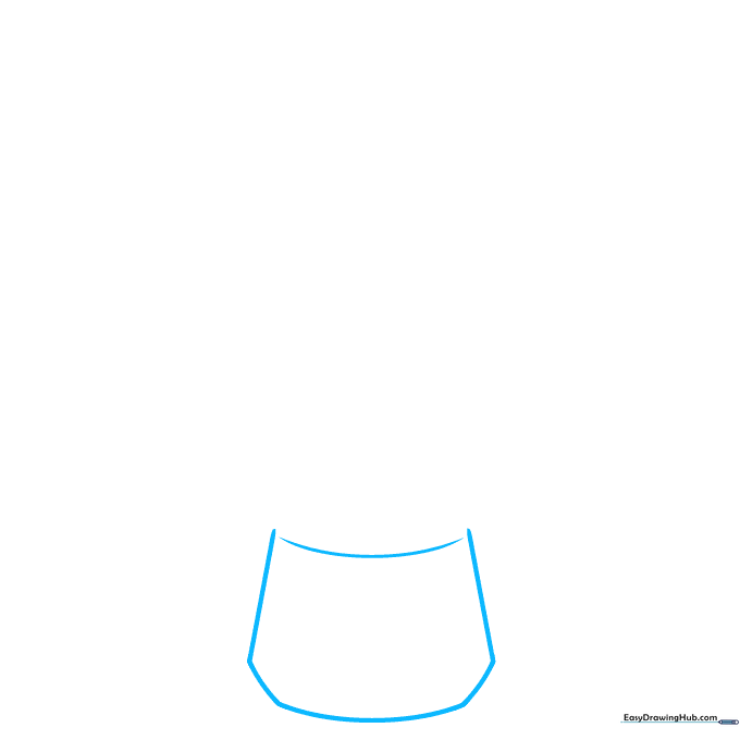 Pencil sketch of a curved pot base and soil line on white paper.