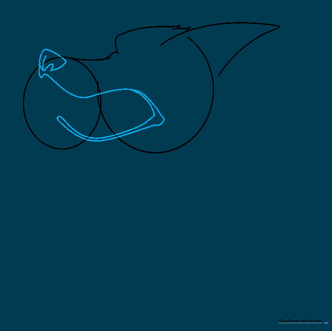 Detailed sketch of the wolf's nose and open, snarling mouth structure.