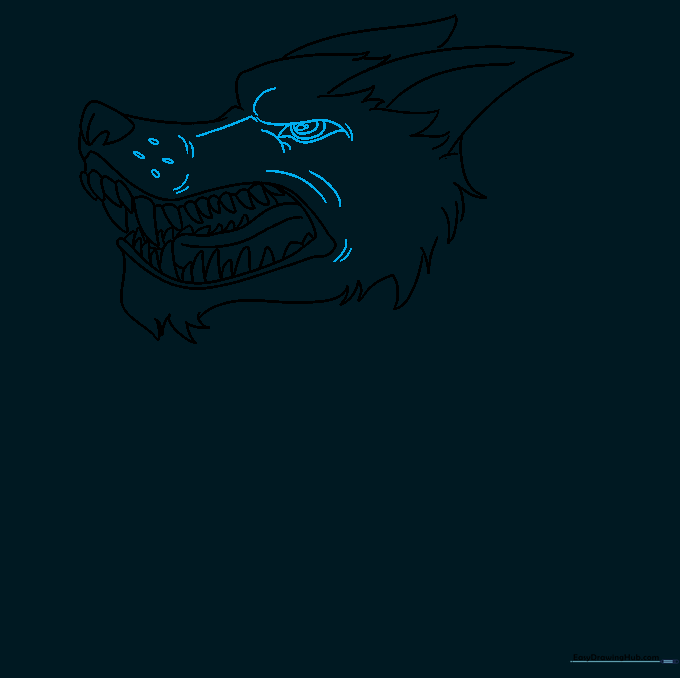 Detailed eye and muzzle markings added to the wolf's face.