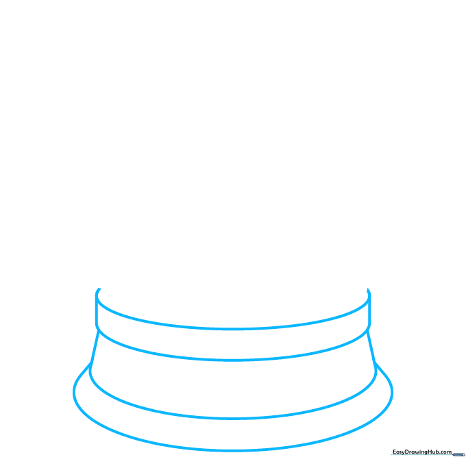 Three stacked rounded rectangles forming the base of a snow globe on a white background.