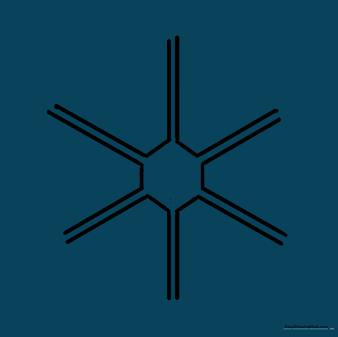 The central hexagon with the intersecting guide lines erased.