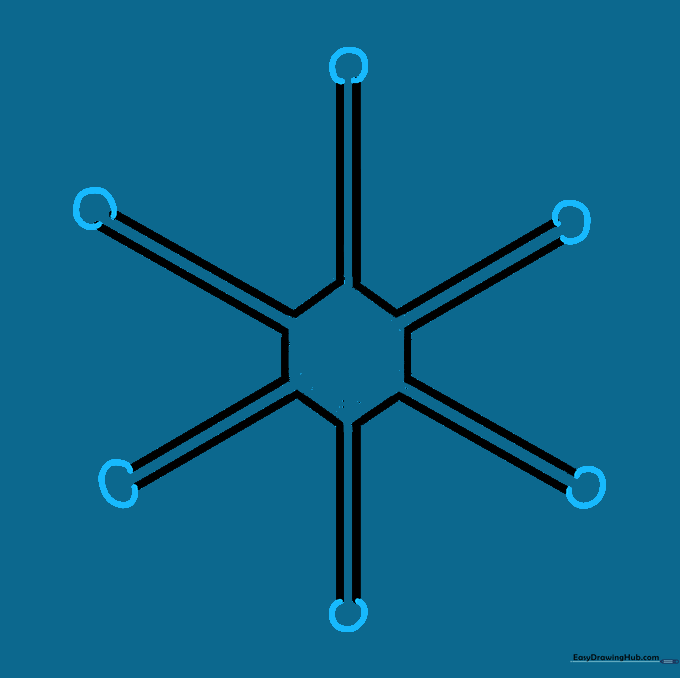 Small circles added to the tips of each of the six snowflake arms.