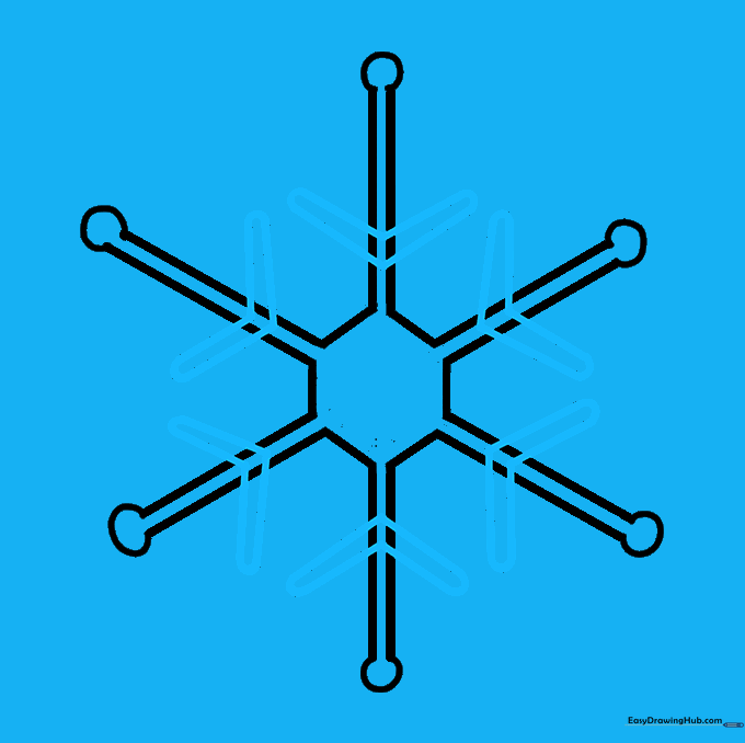 Boomerang-shaped branches added to the main arms of the snowflake.