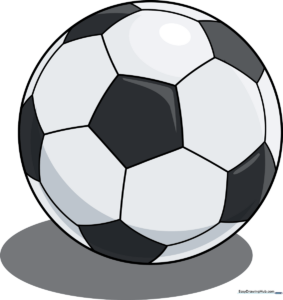 A vibrant, finished drawing of a classic black and white soccer ball on a clean background.