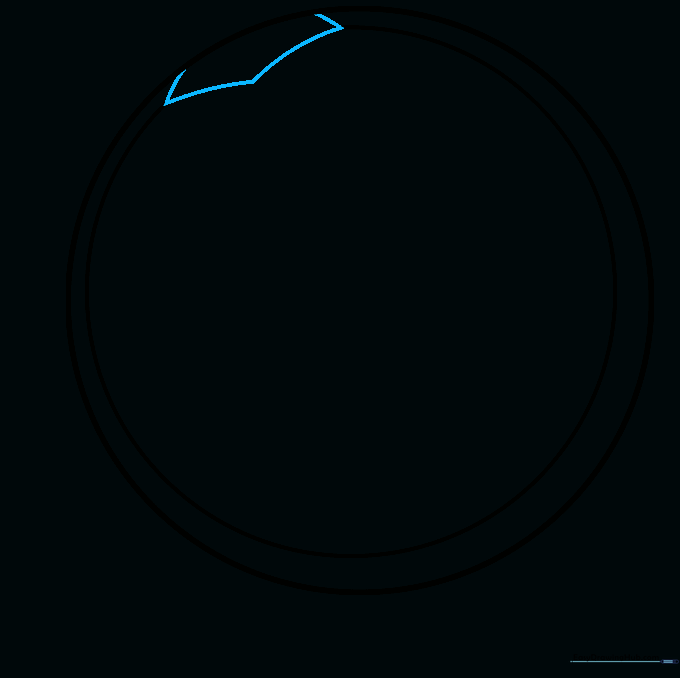 The first pentagon panel drawn on the surface of the soccer ball guide.
