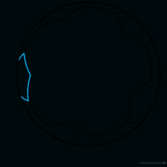 The final pentagon panel added to the edge of the soccer ball.