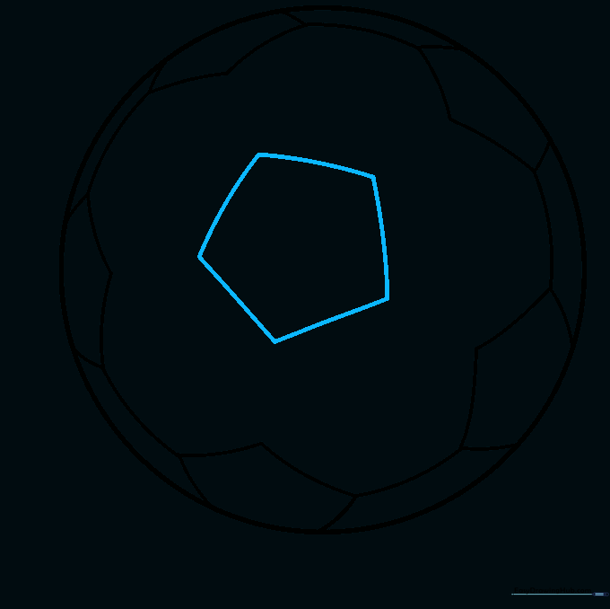 A central pentagon shape added to the middle of the soccer ball.