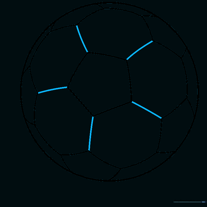 Connecting lines drawn between the pentagons to form the complete hexagonal pattern of a soccer ball.