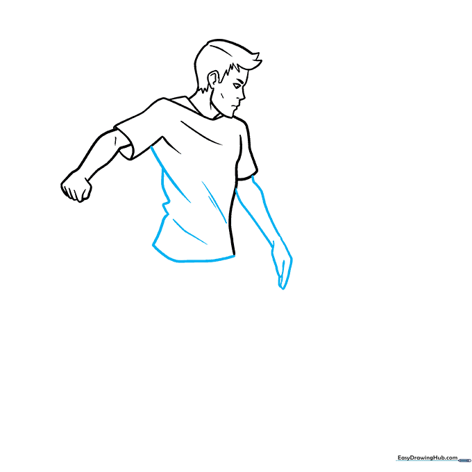Completing the soccer player's upper body and second arm.