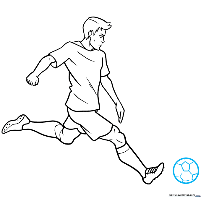 Drawing a soccer ball with the classic pentagon pattern.
