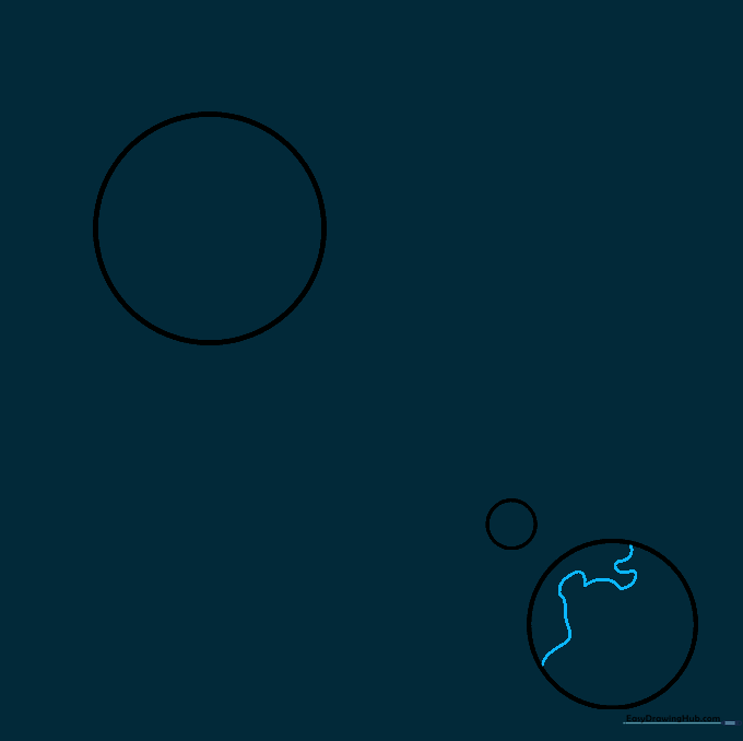 Adding rough, wavy continent shapes to the Earth circle.