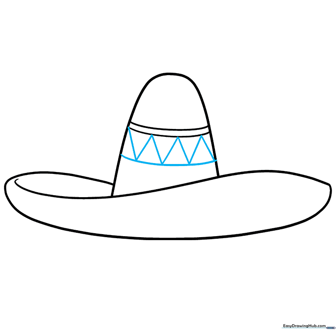 Adding a zig-zag line between the crown stripes to form a triangle pattern.