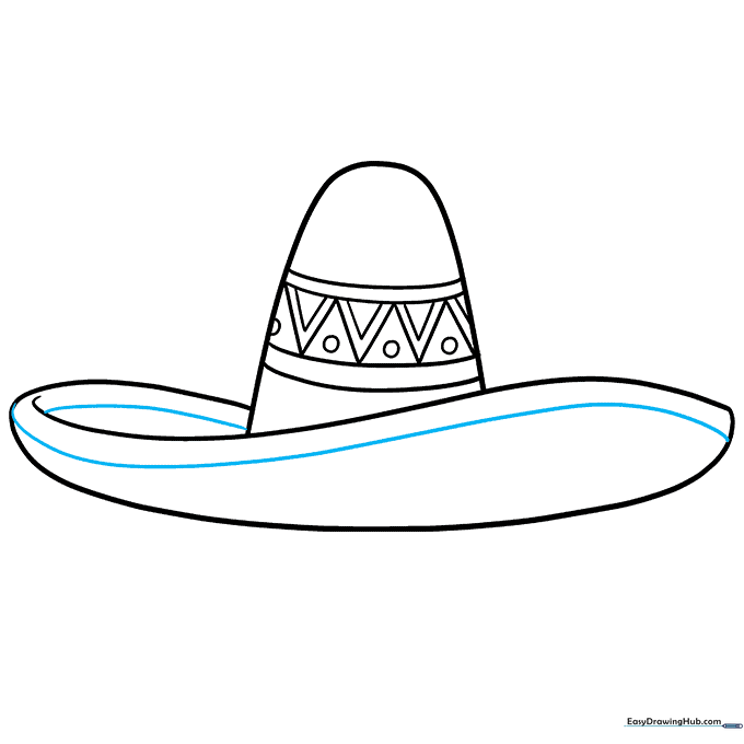 Drawing parallel lines along the edge of the sombrero brim.