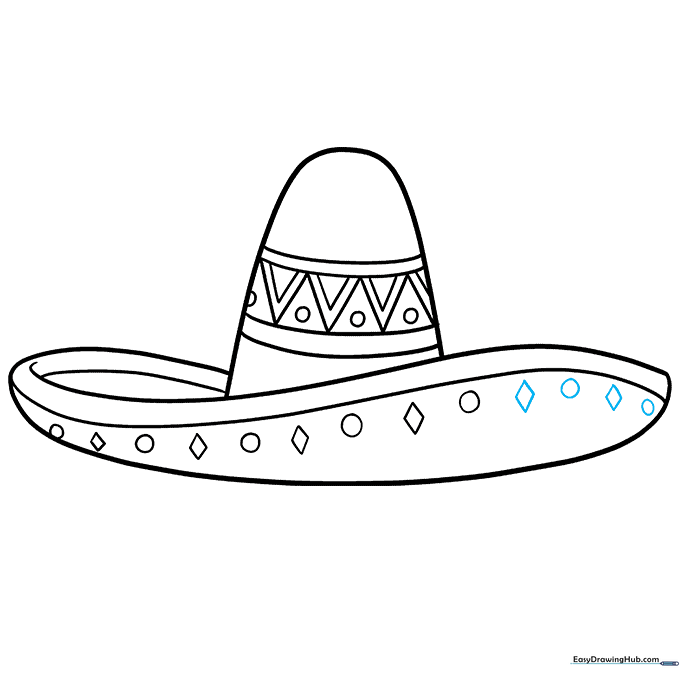 The completed line art of the sombrero, ready for coloring.