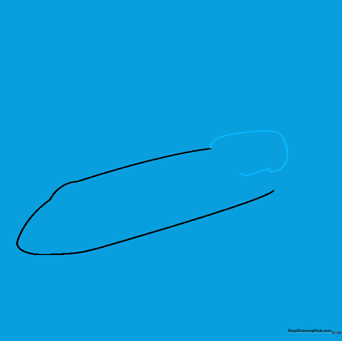 Drawing the curved outline for the rear fuel tanks of the space shuttle