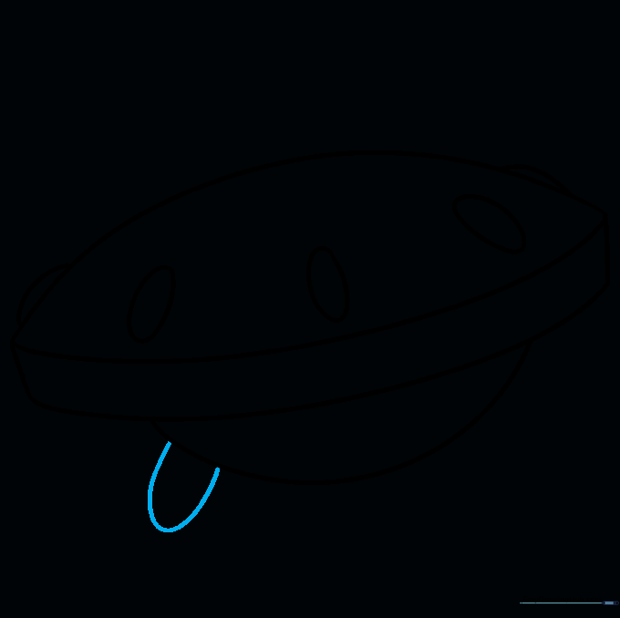 Drawing the first landing leg of the spaceship.