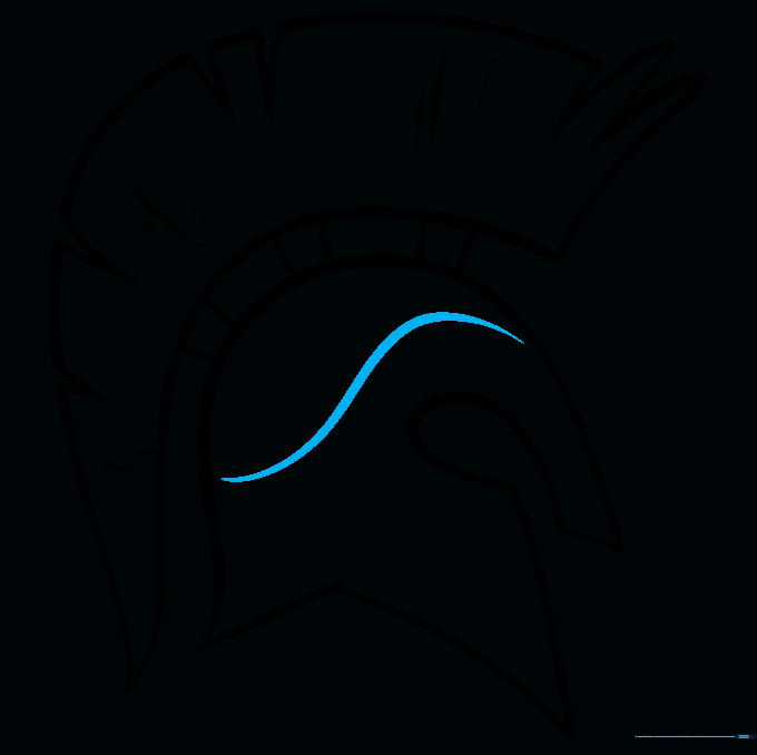 An S-shaped contour line added to the side of the helmet for final detailing.