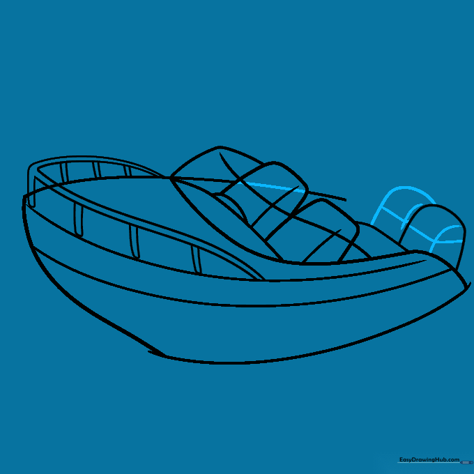 Adding a second engine and mechanical details to the rear of the boat.