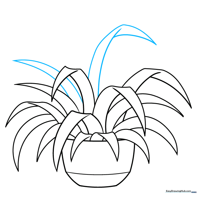 Final details added to the foliage to complete the plant's silhouette.