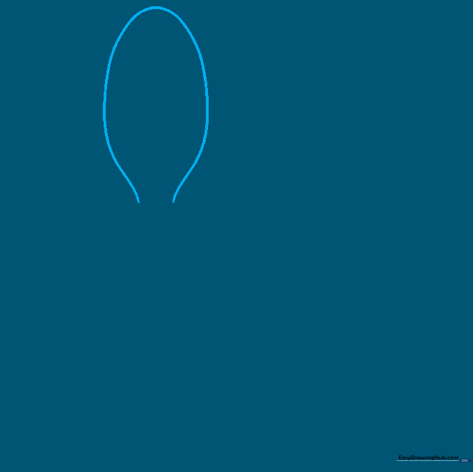 A simple oval outline representing the bowl of a spoon drawn on white paper.