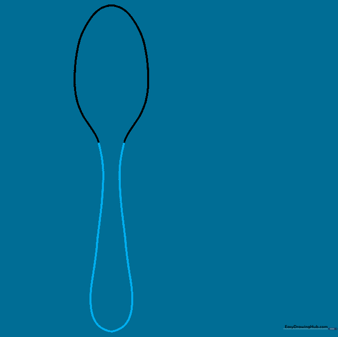 The spoon bowl connected to a long, slender handle outline.