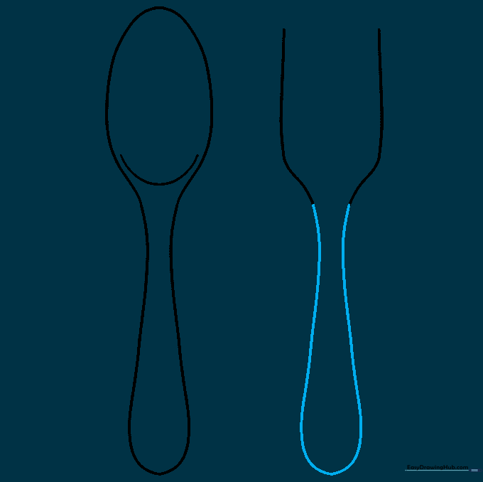 A fork head attached to a long, rectangular handle.