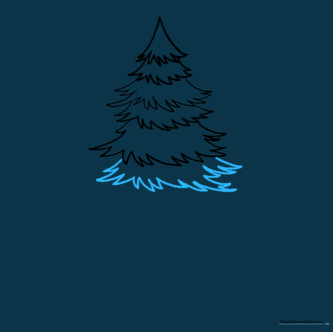 Adding a consistent-width branch layer to the spruce tree.