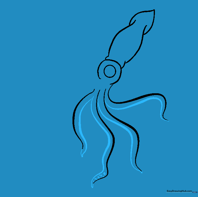 Tentacles with defined ends and small circular suction cups added to the edges.