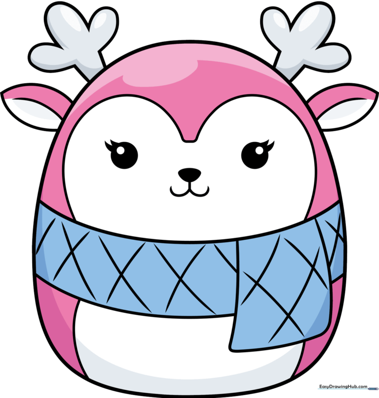 A colorful, finished Squishmallow drawing, perfect for kids to use as a reference.