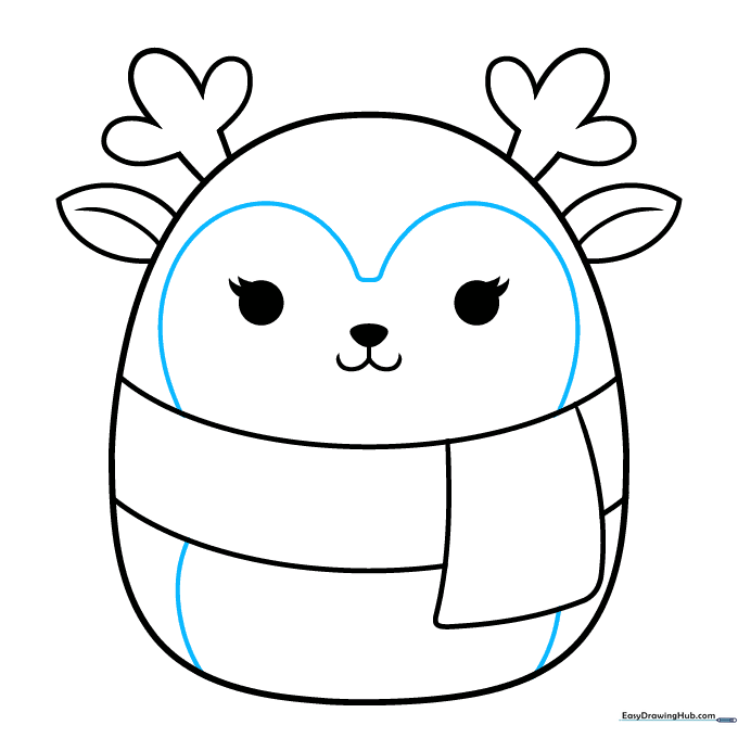 Adding a curved line to define the belly of the Squishmallow.