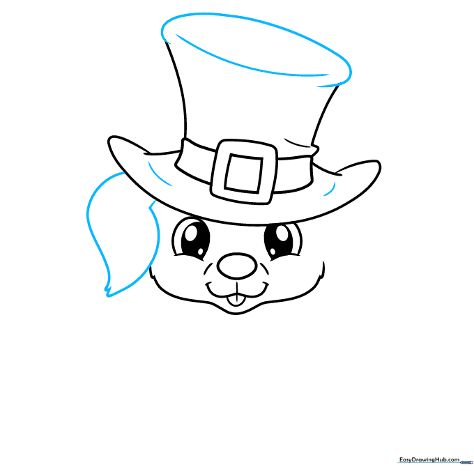 Completing the leprechaun hat top and adding two floppy puppy ears.