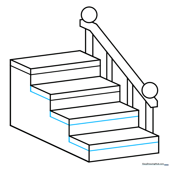 Drawing showing the final structural details added to the staircase steps.