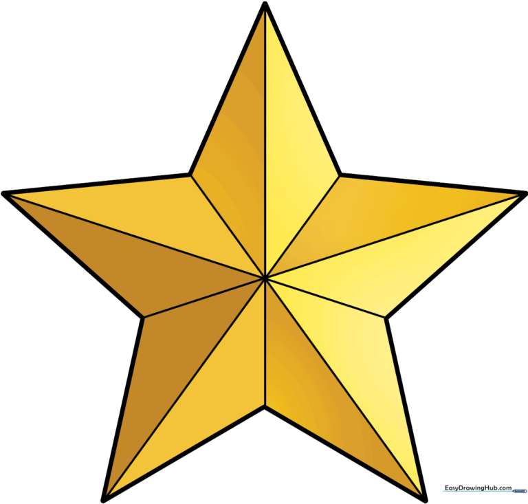 A vibrant, finished 3D star drawing, perfect for kids to learn from.